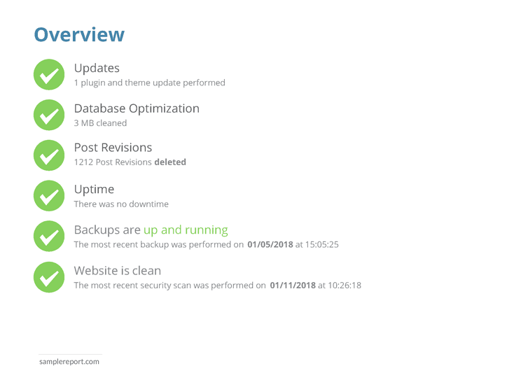 sample website report - overview