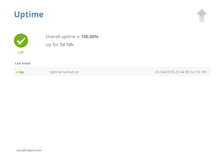 sample website report - uptime