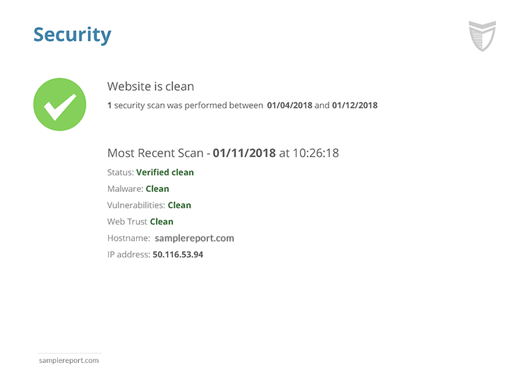 sample website report - security